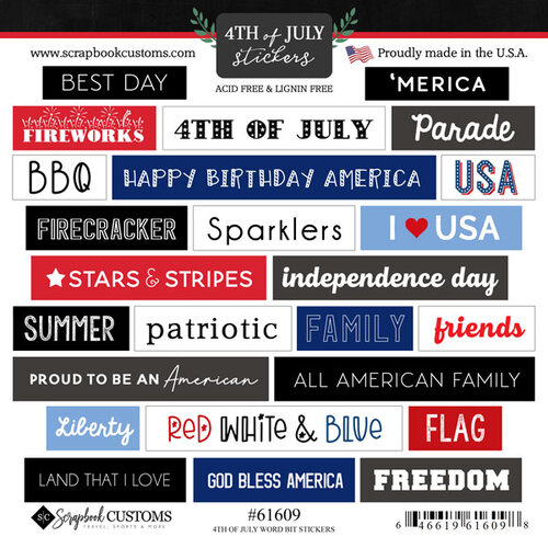 Scrapbook Customs - Cardstock Stickers - 4th of July Wordbits 1 Scrapbook Customs - Cardstock Stickers - 4th of July Wordbits