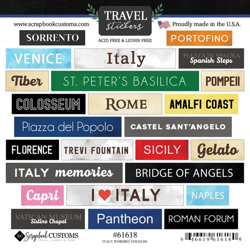 Scrapbook Customs - Cardstock Stickers - Italy Wordbits 1 Scrapbook Customs - Cardstock Stickers - Italy Wordbits