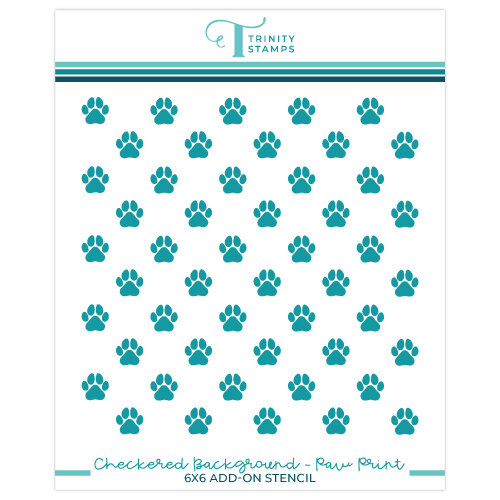 Trinity Stamps - Stencils - Checkered Background - Paw Print Add-On