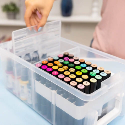 Scrapbook.com - Multi-Craft Storage Bin - with 3 Dividers and Removable Brush and Marker Holder Grid 5 Scrapbook.com - Multi-Craft Storage Bin - with 3 Dividers and Removable Brush and Marker Holder Grid
