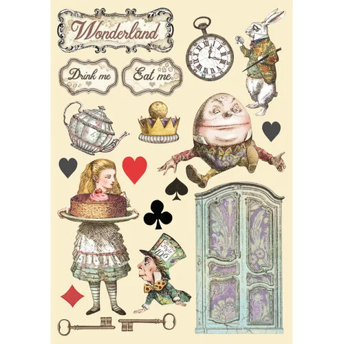 Stamperia - Alice Forever Collection - Colored Wooden Shapes - Alice's Cake