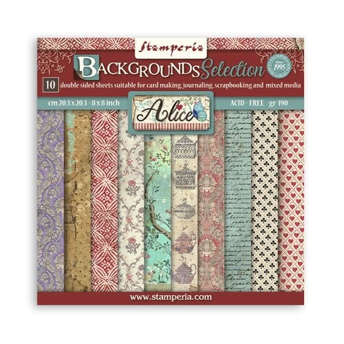 Stamperia - Alice Forever Collection - 8 x 8 Paper Pad - Backgrounds