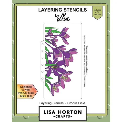 Lisa Horton Crafts - Layering Stencils - Crocus Field Slimline 1 Lisa Horton Crafts - Layering Stencils - Crocus Field Slimline