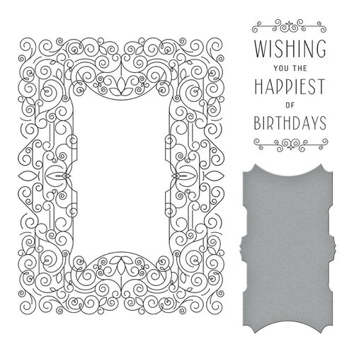 Spellbinders - BetterPress Collection - Press Plates and Die Set - Swirl Birthday Frame 1 Spellbinders - BetterPress Collection - Press Plates and Die Set - Swirl Birthday Frame