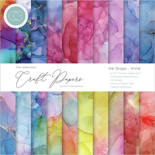 Craft Consortium - Ink Drops Collection - 6 x 6 Paper Pad - Vivid 1 Craft Consortium - Ink Drops Collection - 6 x 6 Paper Pad - Vivid