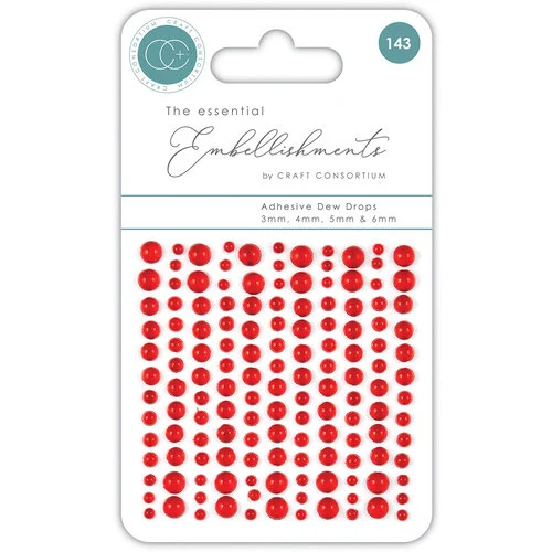 Craft Consortium - The Essential Embellishments Collection - Adhesive Dew Drops - Red