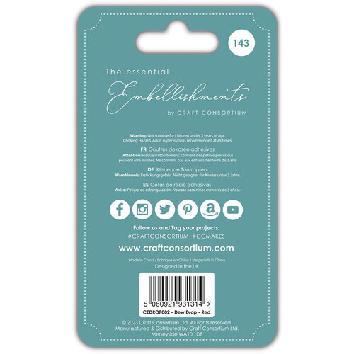 Craft Consortium - The Essential Embellishments Collection - Adhesive Dew Drops - Red