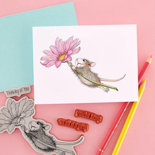 Spellbinders - House-Mouse Designs - Spring Collection - Cling Mounted Rubber Stamps - Daisy Mouse 5 Spellbinders - House-Mouse Designs - Spring Collection - Cling Mounted Rubber Stamps - Daisy Mouse