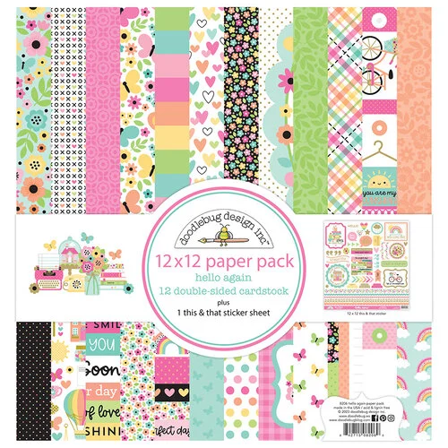 Doodlebug Design - Hello Again Collection - 12 x 12 Paper Pack 1 Doodlebug Design - Hello Again Collection - 12 x 12 Paper Pack