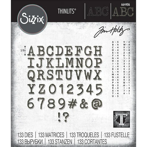 Sizzix - Tim Holtz - Thinlits Dies - Alphanumeric Tiny Type Upper