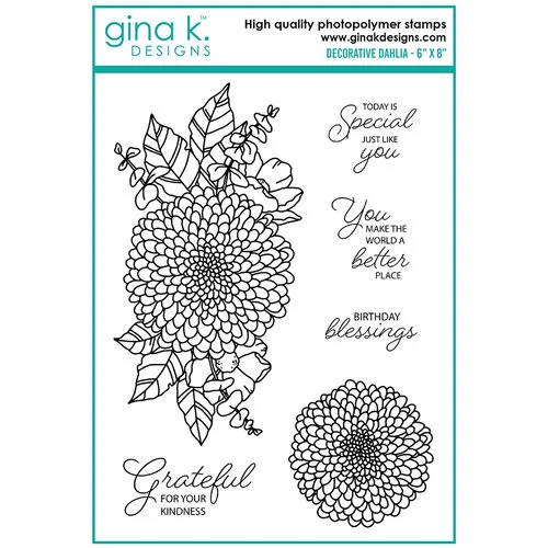 Gina K Designs - Clear Photopolymer Stamps - Decorative Dahlia 1 Gina K Designs - Clear Photopolymer Stamps - Decorative Dahlia
