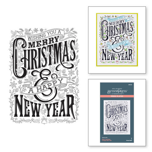 Spellbinders - BetterPress Collection - Press Plates - Merry Christmas and Happy New Year