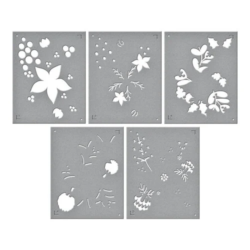 Spellbinders - Classic Christmas Collection - Layering Stencils - Christmas Florals