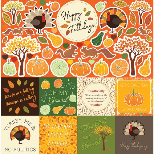 Reminisce - Happy Fallidays Collection - 12 x 12 Cardstock Stickers - Elements 1 Reminisce - Happy Fallidays Collection - 12 x 12 Cardstock Stickers - Elements