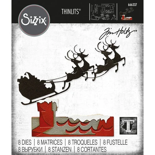 Sizzix - Tim Holtz - Christmas - Thinlits Dies - Reindeer Sleigh 1 Sizzix - Tim Holtz - Christmas - Thinlits Dies - Reindeer Sleigh