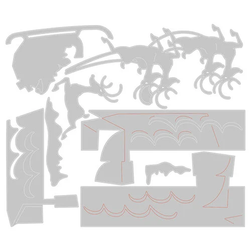 Sizzix - Tim Holtz - Christmas - Thinlits Dies - Reindeer Sleigh 2 Sizzix - Tim Holtz - Christmas - Thinlits Dies - Reindeer Sleigh