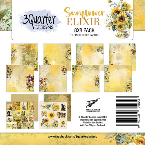 3Quarter Designs - Sunflower Elixir Collection - 8 x 8 Paper Pack