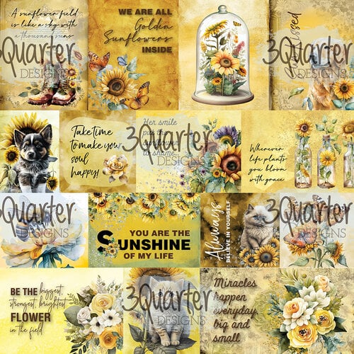 3Quarter Designs - Sunflower Elixir Collection - 8 x 8 Paper Pack