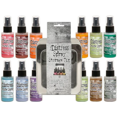 Ranger Ink - Tim Holtz - Distress Oxides Spray Kit - Bundle Five with Spray Storage Tin 1 Ranger Ink - Tim Holtz - Distress Oxides Spray Kit - Bundle Five with Spray Storage Tin