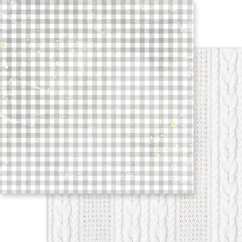 Memory Place - Gingham Love Collection - 12 x 12 Double Sided Paper - Stone