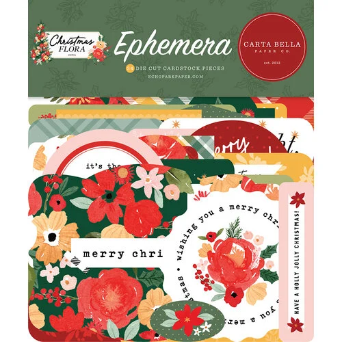 Carta Bella Paper - Christmas Flora Collection - Joyful - Ephemera 1 Carta Bella Paper - Christmas Flora Collection - Joyful - Ephemera