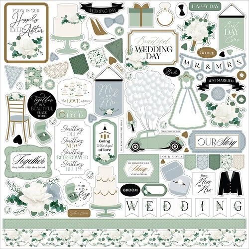 Echo Park - Wedding Bells Collection - 12 x 12 Cardstock Stickers - Elements