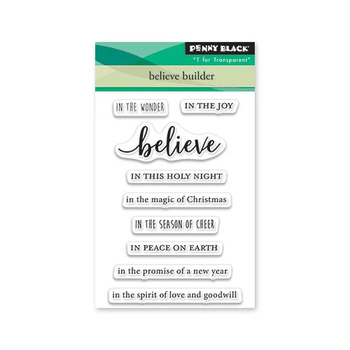 Penny Black - Christmas - Clear Photopolymer Stamps - Believe Builder - Mini
