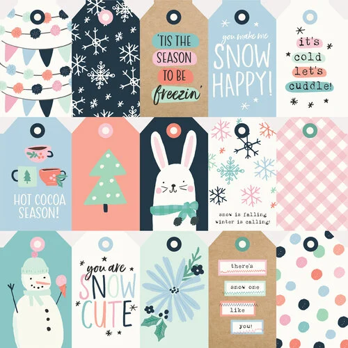 Simple Stories - Winter Wonder Collection - 12 x 12 Double Sided Paper - Tag Elements