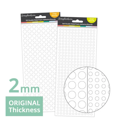 Scrapbook.com - Double Sided Adhesive Foam Rounds - White - 2mm Thickness - Small & Large 1 Scrapbook.com - Double Sided Adhesive Foam Rounds - White - 2mm Thickness - Small & Large