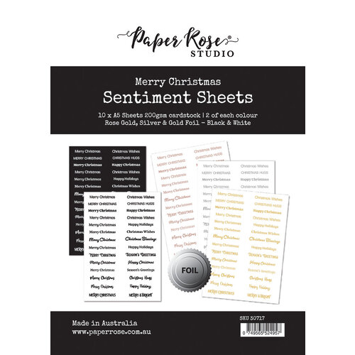 Paper Rose - Sentiment Sheets - Merry Christmas
