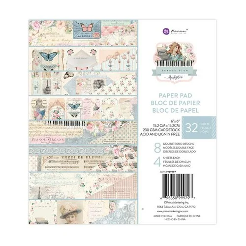 Prima - French Blue Collection - 6 x 6 Paper Pad 1 Prima - French Blue Collection - 6 x 6 Paper Pad