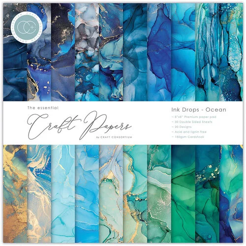 Craft Consortium - Ink Drops Collection - 8 x 8 Paper Pad - Ocean 1 Craft Consortium - Ink Drops Collection - 8 x 8 Paper Pad - Ocean