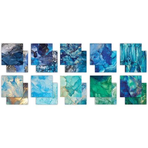 Craft Consortium - Ink Drops Collection - 8 x 8 Paper Pad - Ocean 2 Craft Consortium - Ink Drops Collection - 8 x 8 Paper Pad - Ocean