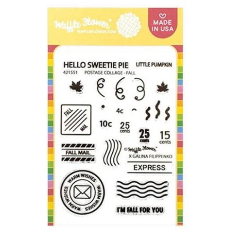 Waffle Flower Crafts - Clear Photopolymer Stamps - Postage Collage For Fall