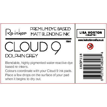 Lisa Horton Crafts - Cloud 9 - Premium Dye Based Ink - Matte Blending Ink - Reinker - Dolphin Grey 2 Lisa Horton Crafts - Cloud 9 - Premium Dye Based Ink - Matte Blending Ink - Reinker - Dolphin Grey