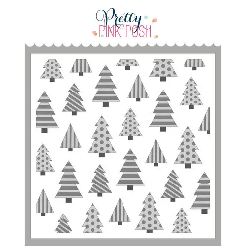 Pretty Pink Posh - Layering Stencils - Christmas Trees