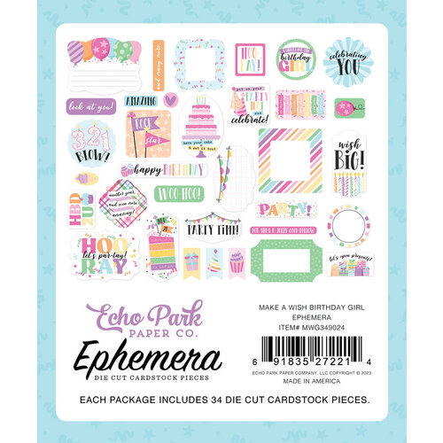 Echo Park - Make A Wish Birthday Girl Collection - Ephemera 3 Echo Park - Make A Wish Birthday Girl Collection - Ephemera