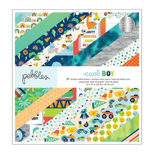 Pebbles - Cool Boy Collection - 12 x 12 Paper Pad 1 Pebbles - Cool Boy Collection - 12 x 12 Paper Pad