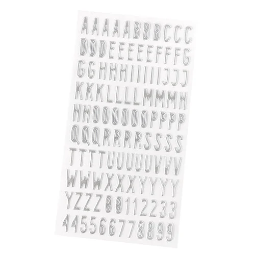 Pebbles - Cool Boy Collection - Puffy Stickers - Alpha - Silver Foil