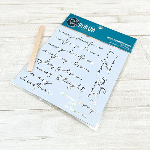 ModaScrap - 6 x 6 Rub On Transfers - Merry Christmas Script - Silver