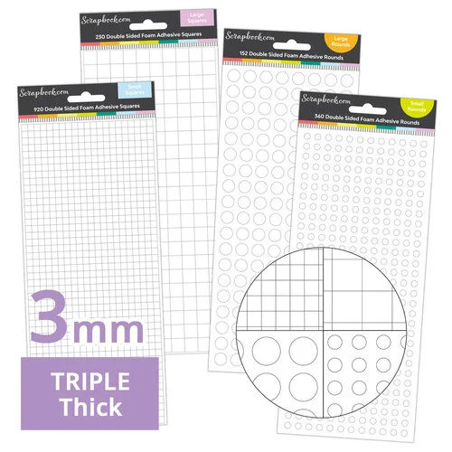 Scrapbook.com - Double Sided Adhesive Foam Assortment - White - 3mm Thickness 1 Scrapbook.com - Double Sided Adhesive Foam Assortment - White - 3mm Thickness