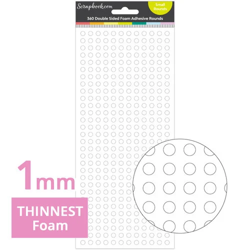 Scrapbook.com - Double Sided Adhesive Foam Rounds - White - 1mm Thickness - Small Rounds