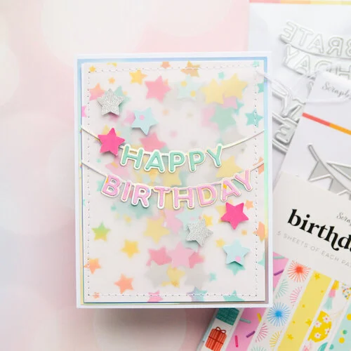 Scrapbook.com - Decorative Die Set - Birthday Sentiments Banners - Celebrate