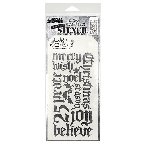 Stampers Anonymous - Tim Holtz - Christmas - Layering Stencil - Holiday Script 1 Stampers Anonymous - Tim Holtz - Christmas - Layering Stencil - Holiday Script
