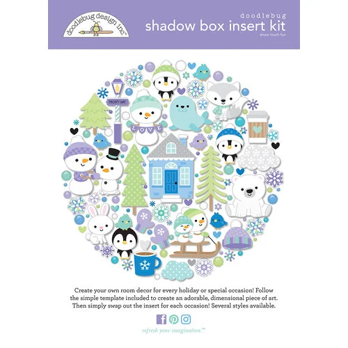 Doodlebug Design - Snow Much Fun Collection - Shadow Box Insert Kit 1 Doodlebug Design - Snow Much Fun Collection - Shadow Box Insert Kit