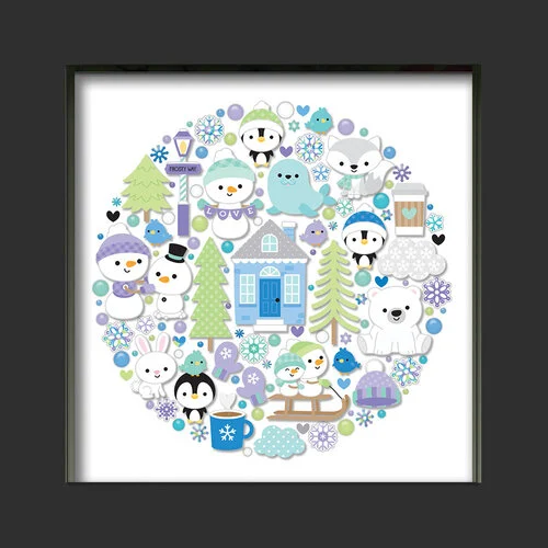 Doodlebug Design - Snow Much Fun Collection - Shadow Box Insert Kit 2 Doodlebug Design - Snow Much Fun Collection - Shadow Box Insert Kit