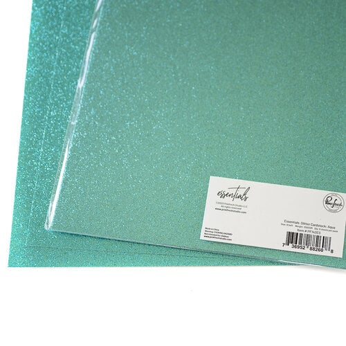 Pinkfresh Studio - Essentials Collection - 8.5 x 11 Paper Pack - Glitter Cardstock - Aqua