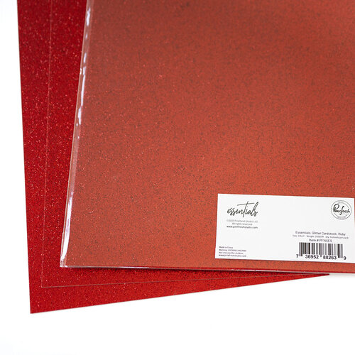 Pinkfresh Studio - Essentials Collection - 8.5 x 11 Paper Pack - Glitter Cardstock - Ruby