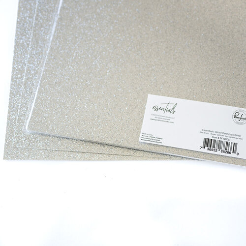 Pinkfresh Studio - Essentials Collection - 8.5 x 11 Paper Pack - Glitter Cardstock - Silver