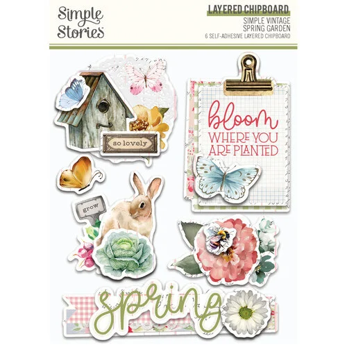Simple Stories - Simple Vintage Spring Garden Collection - Layered Chipboard 1 Simple Stories - Simple Vintage Spring Garden Collection - Layered Chipboard